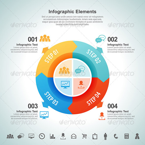 Four Part Looping Steps Infographic Element GraphicRiver
